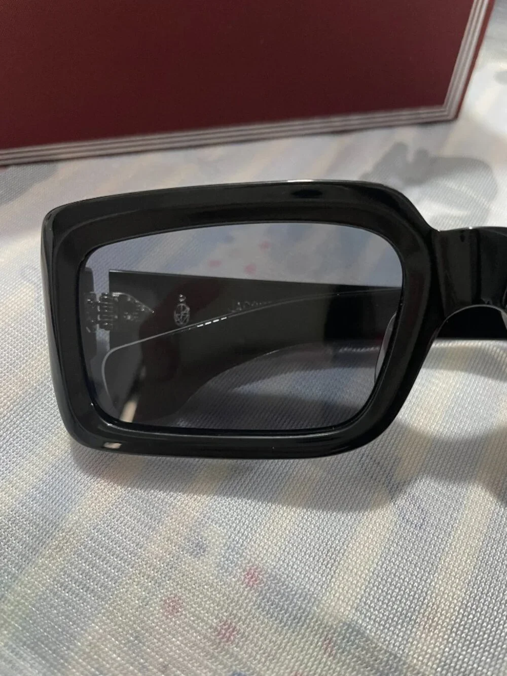 Jacques Marie Mage Rectangular Sunglasses with Thick Black Frames